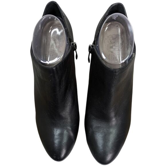 Vince Camuto Booties Womens 9.5 Black Leather Vive Cone Heel Almond Toe Side Zip - Picture 7 of 11